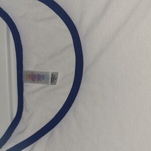 Lularoe Classic T. XL, white and royal blue.
